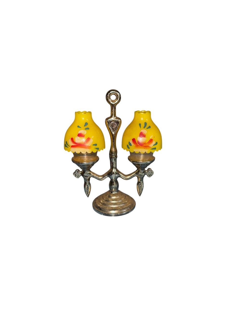 Vintage Yellow Floral Double Mini Lamp salt and pepper shakers
